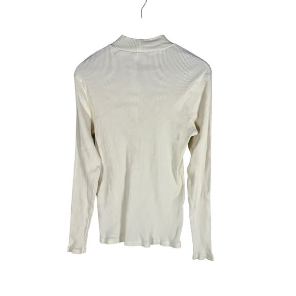 UNIQLO Ribbed Mock Neck Long Sleeve Top Ivory White Stretch Basic Women’s XL - Picture 3 of 6